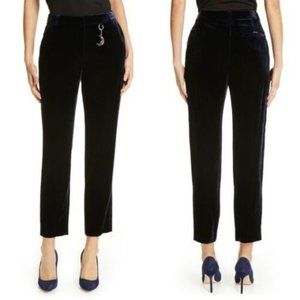 Ted Baker Navy Velvet Plaat Cropped Trouser Pants Sz 2 NWT